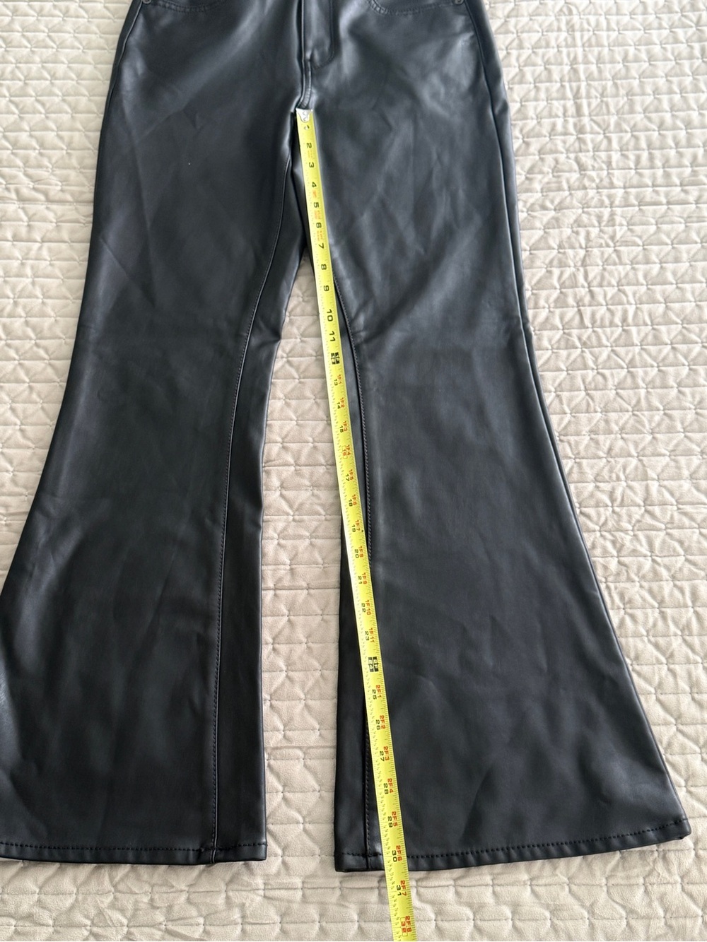 American Eagle AE Stretch Super High Waist Flare Vegan Leather Pants 8 - Picture 6 of 9